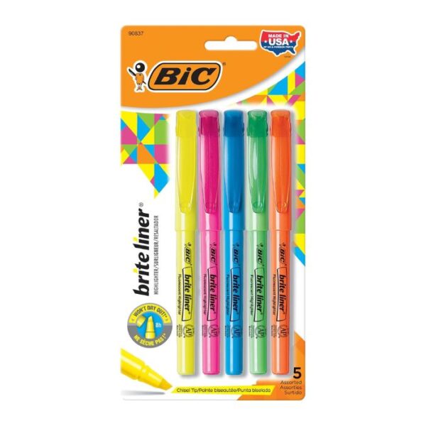 Brite Liner Highlighters, Chisel Tip, Pack of 5
